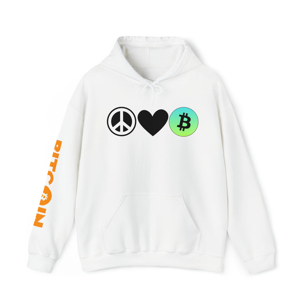 Peace, Love, Bitcoin Hoodie