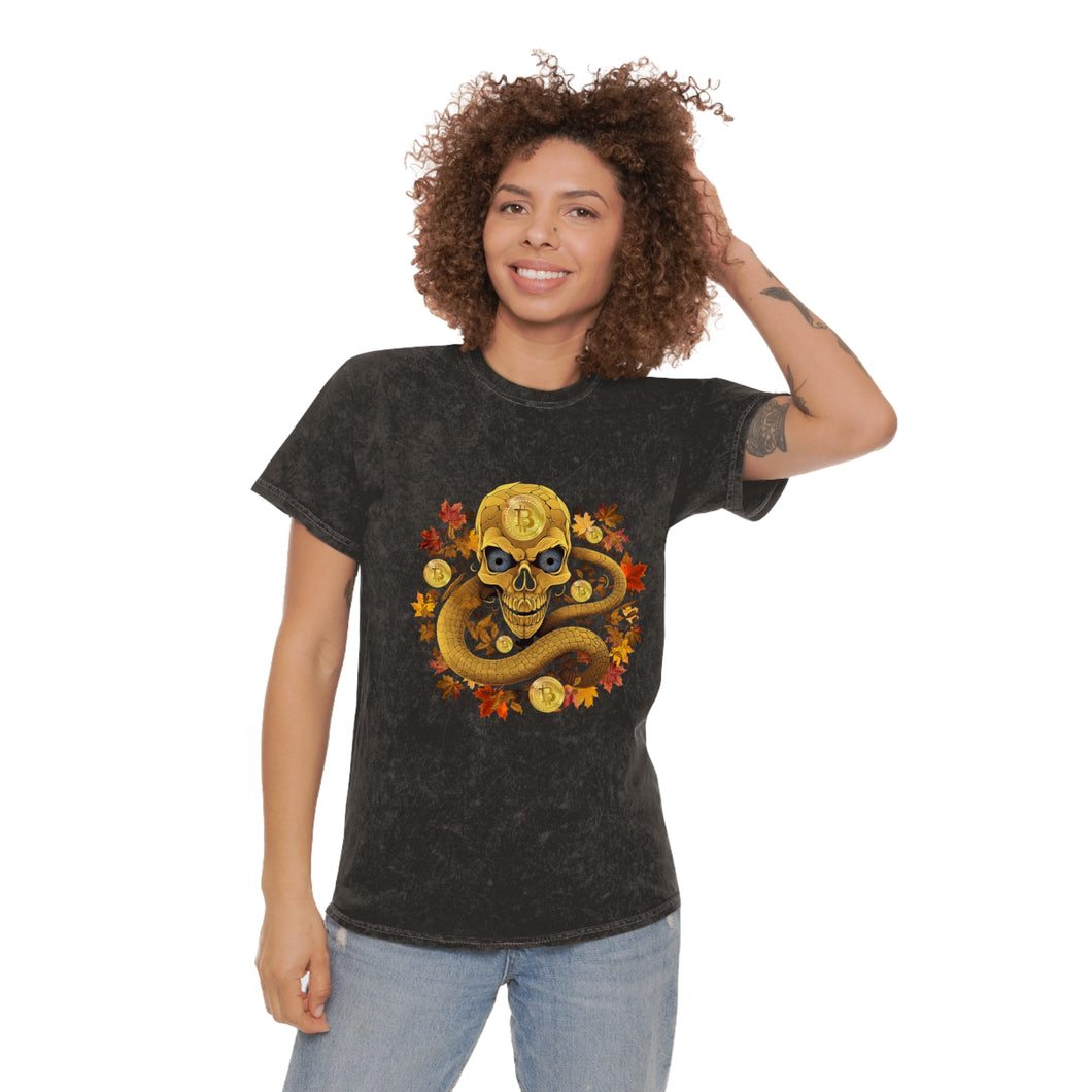 Bitcoin Skull Mineral Wash T-Shirt