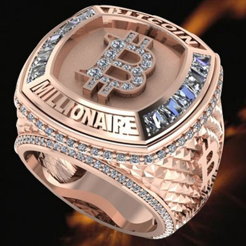 Bitcoin Millionaire Mystery Metal Inlaid Cubic Zirconia Party Ring