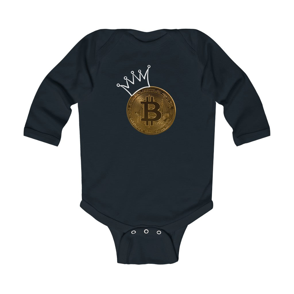 Bitcoin King Infant Long Sleeve Bodysuit